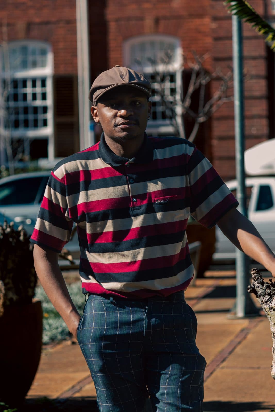 Striped knit polo